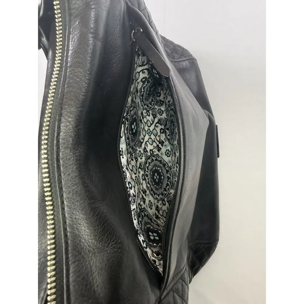 Vera Bradley Black Shoulder Bag Zip Top Quilted Stitching Lined Pockets
